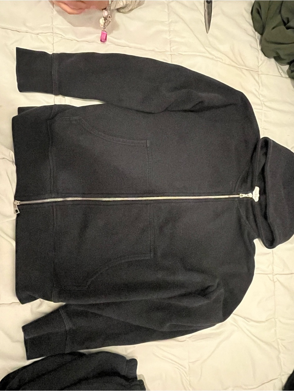John Elliott Black Zip Hoodie with Silver Hardware